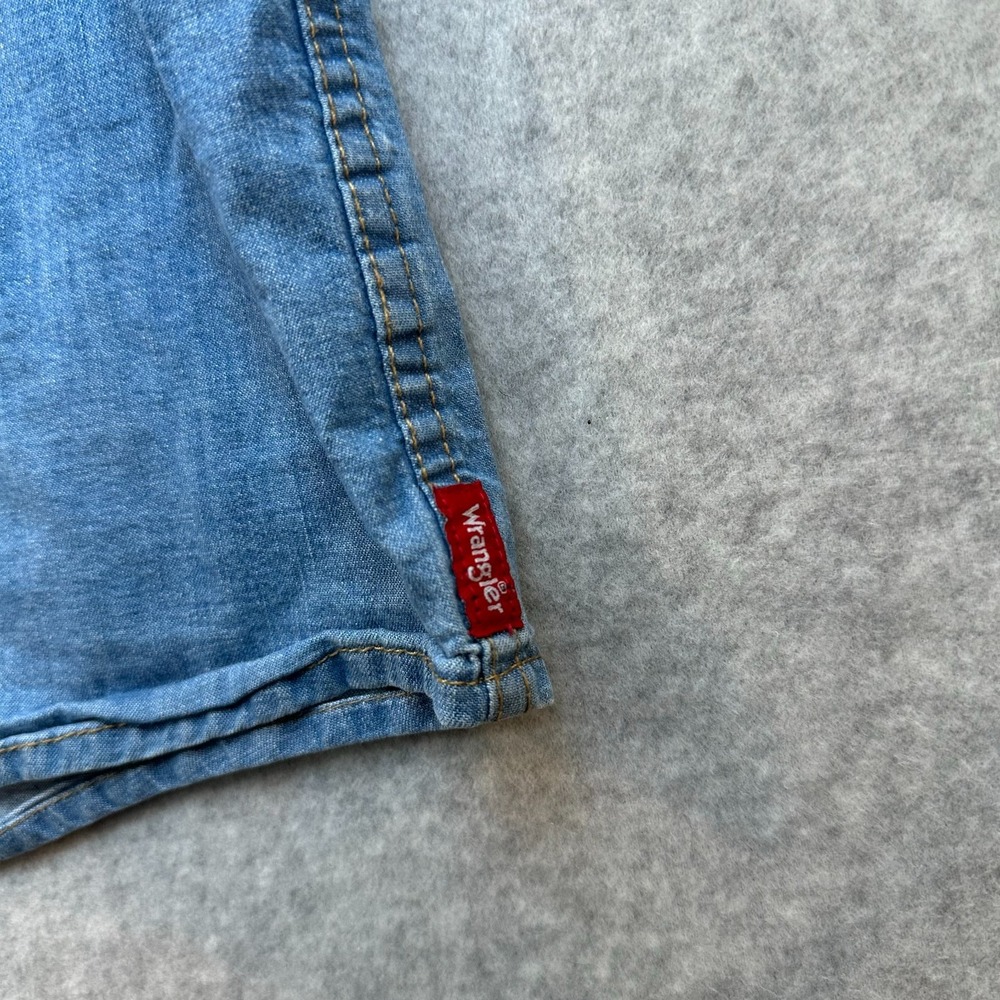 Wrangler Big & Tall Denim Shirt Mens 3XL Blue Chambray Button Up Workwear - Picture 10 of 11